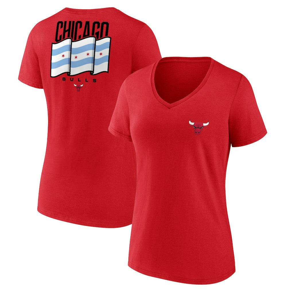 Chicago Bulls Women's Clutch V-Neck T-Shirt Red