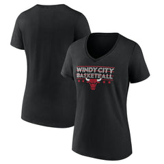 Chicago Bulls Women's Core Hometown Launch V-Neck T-Shirt Black