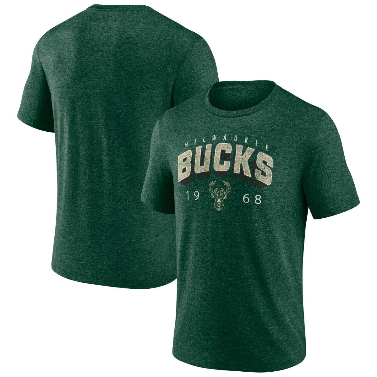 Milwaukee Bucks Backboard Tri-Blend T-Shirt Hunter Green