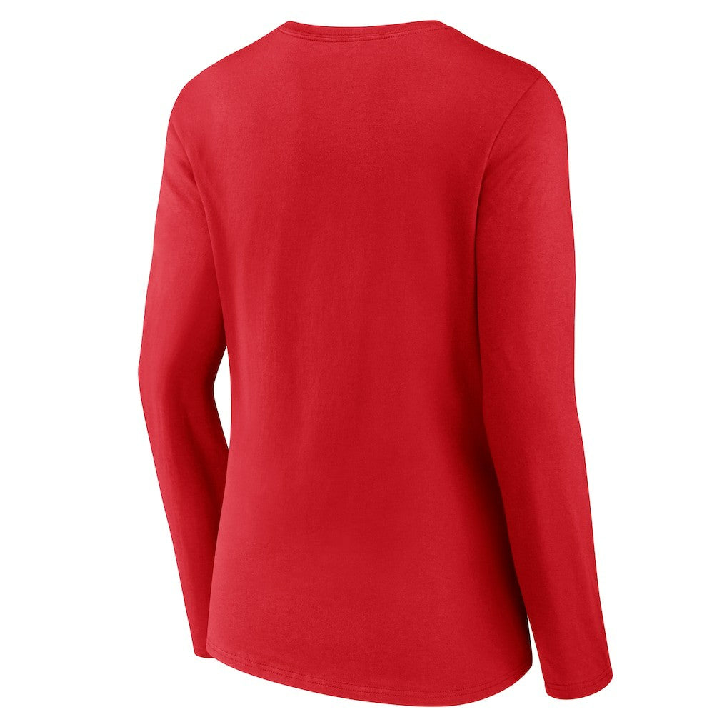 Philadelphia 76ers Women's Primary Logo Long Sleeve V-Neck T-Shirt Red