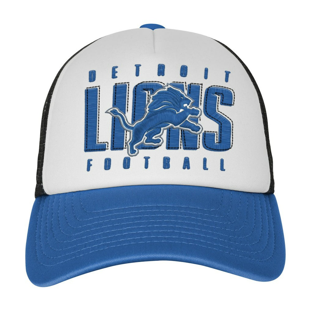Detroit Lions Youth Essentials Trucker Adjustable Hat - White/Blue Hats
