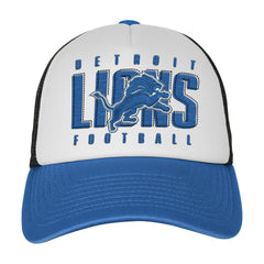 Detroit Lions Youth Essentials Trucker Adjustable Hat - White/Blue Hats