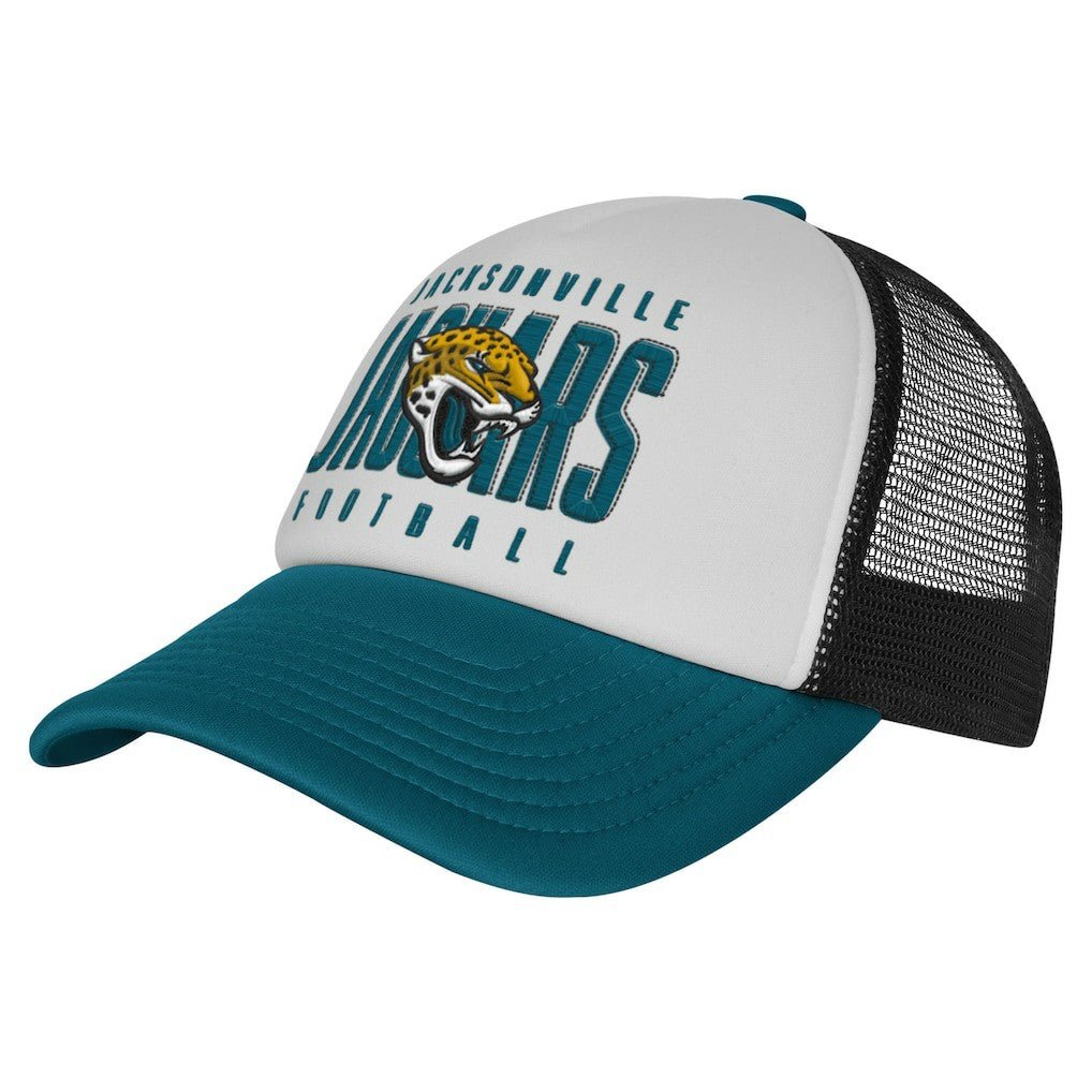 Jacksonville Jaguars Youth Essentials Trucker Adjustable Hat - White/Teal Hats