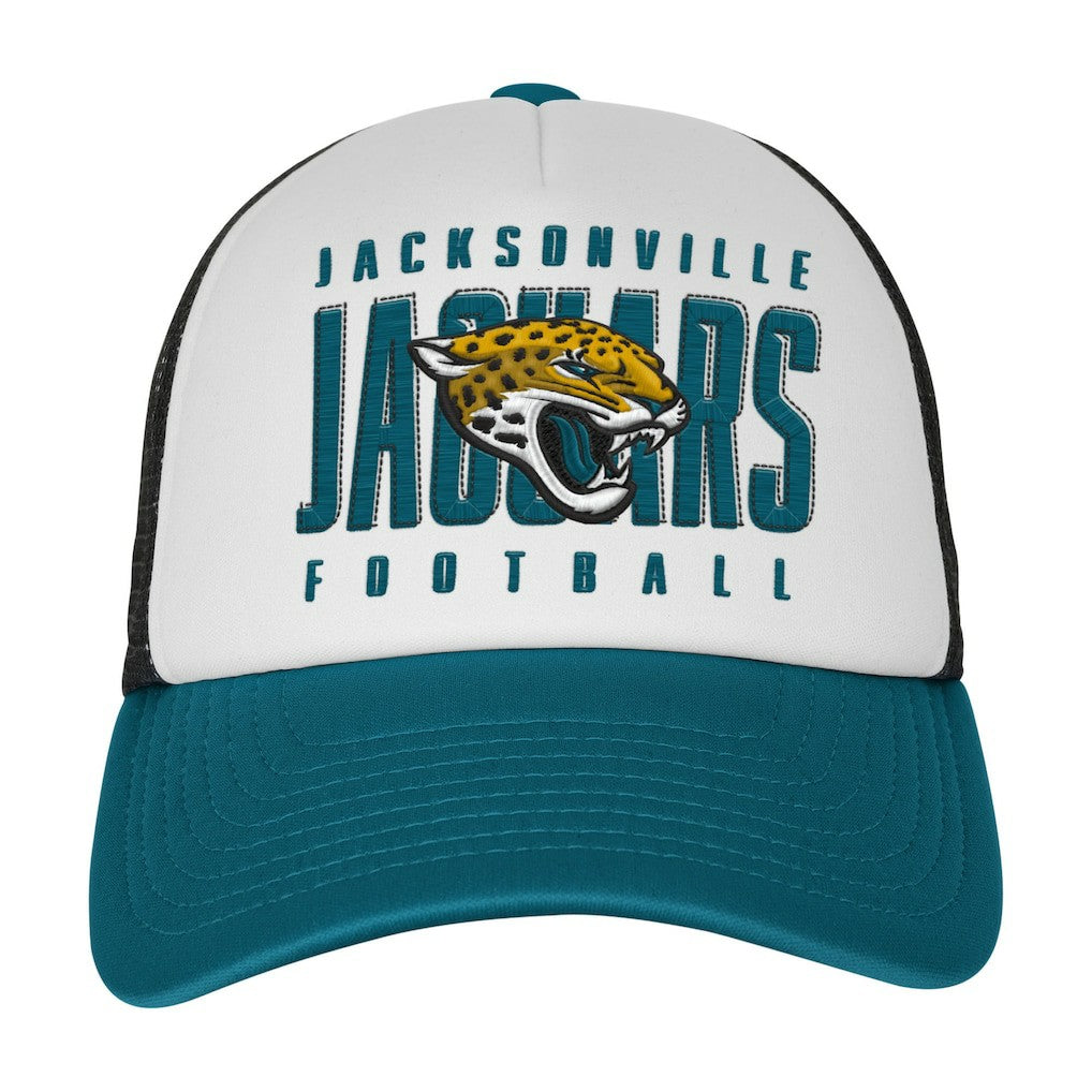 Jacksonville Jaguars Youth Essentials Trucker Adjustable Hat - White/Teal Hats