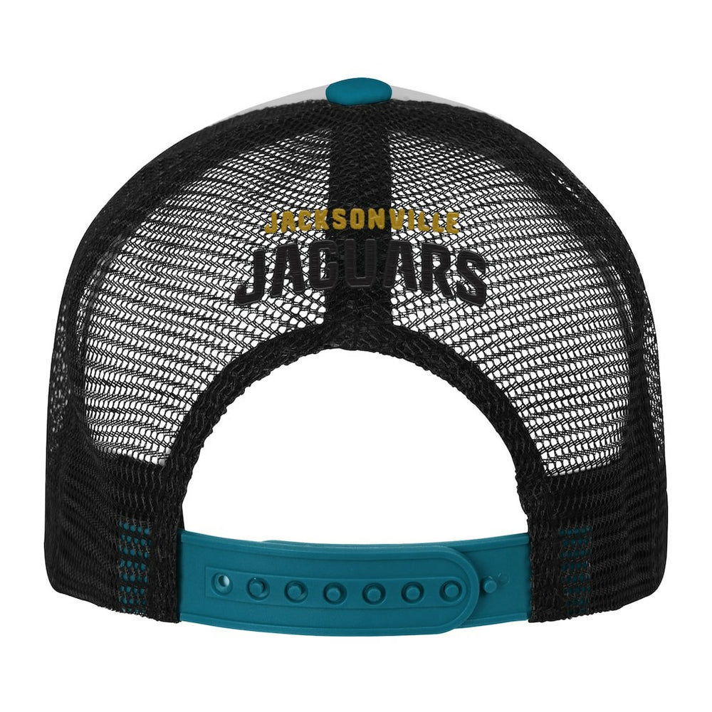 Jacksonville Jaguars Youth Essentials Trucker Adjustable Hat - White/Teal Hats