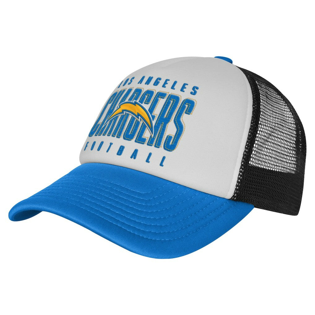 Los Angeles Chargers Youth Essentials Trucker Adjustable Hat - White/Powder Blue Hats