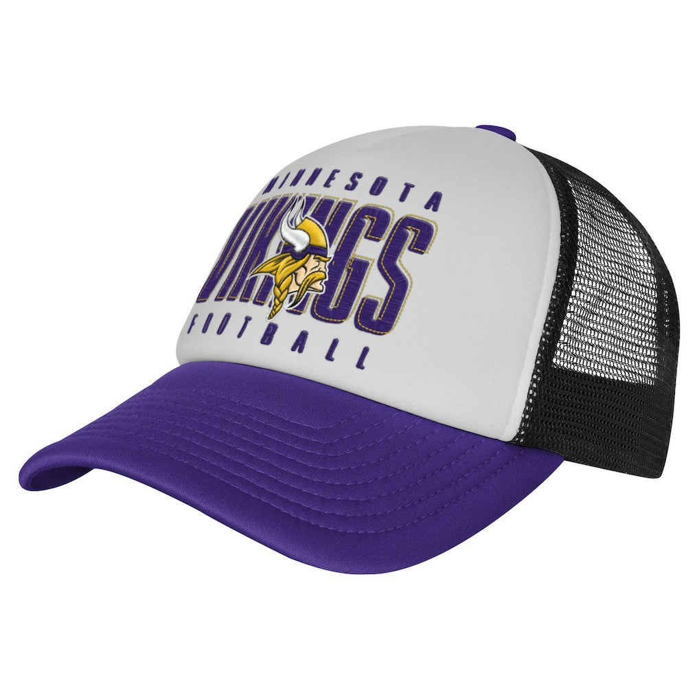 Minnesota Vikings Youth Essentials Trucker Adjustable Hat - White/Purple Hats