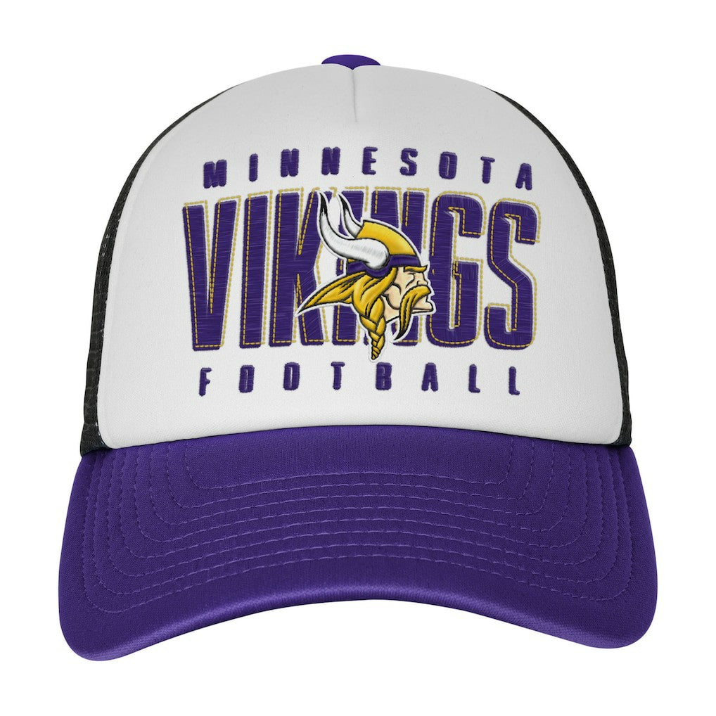 Minnesota Vikings Youth Essentials Trucker Adjustable Hat - White/Purple Hats