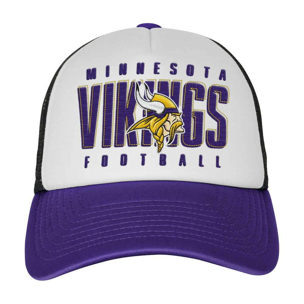 Minnesota Vikings Youth Essentials Trucker Adjustable Hat - White/Purple Hats