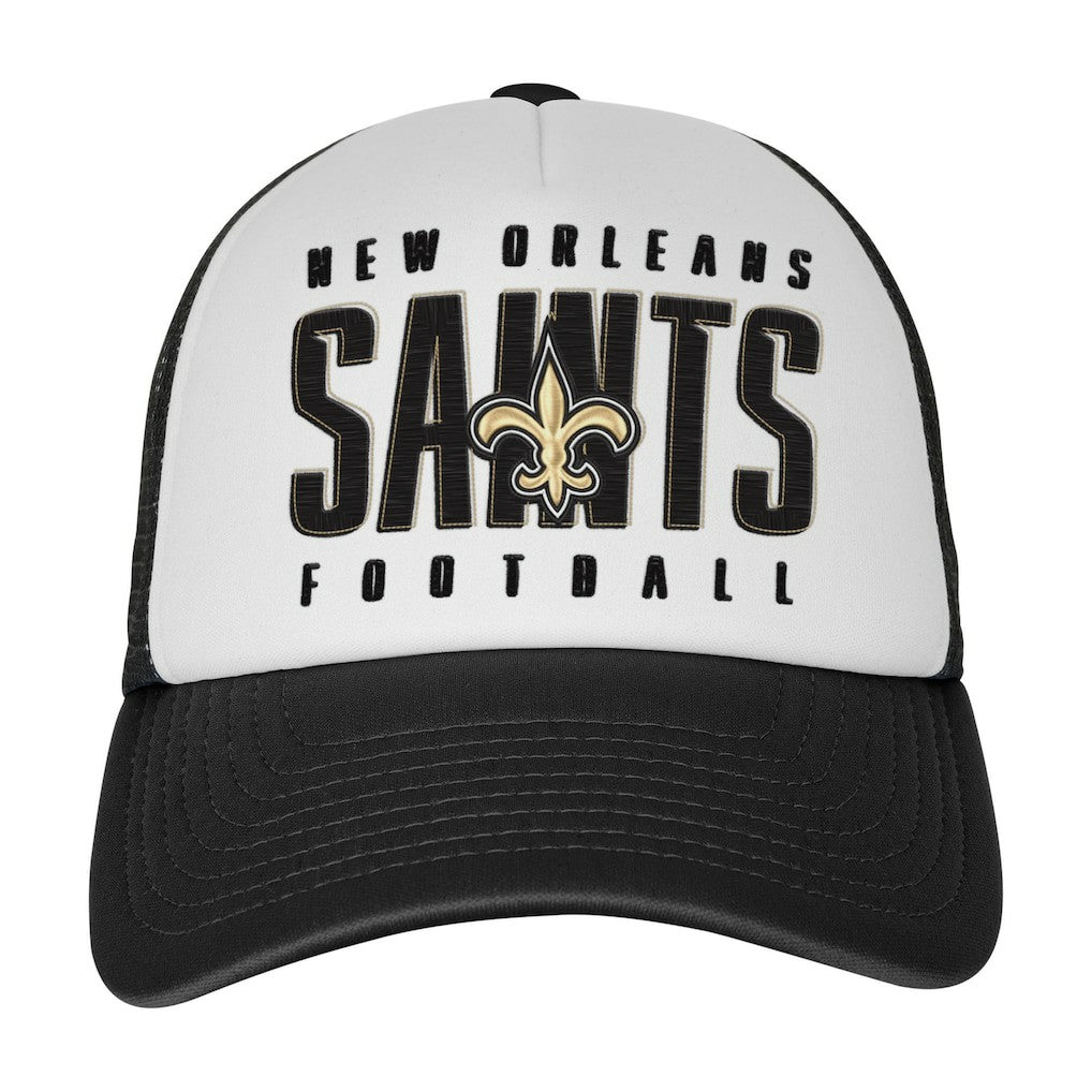 New Orleans Saints Youth Essentials Trucker Adjustable Hat - White/Black Hats