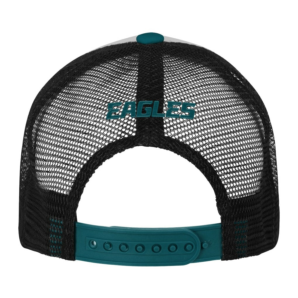 Philadelphia Eagles Youth Essentials Trucker Adjustable Hat - White/Midnight Green Hats