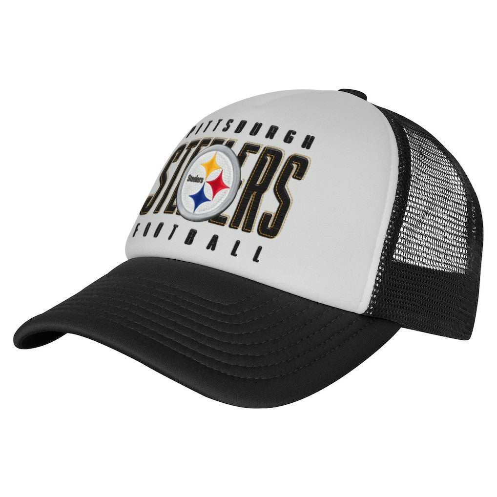 Pittsburgh Steelers Youth Essentials Trucker Adjustable Hat - White/Black Hats