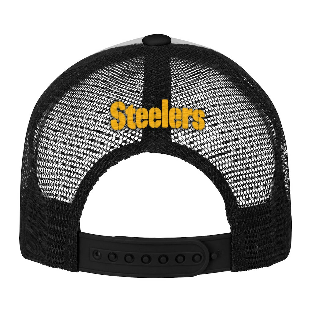 Pittsburgh Steelers Youth Essentials Trucker Adjustable Hat - White/Black Hats