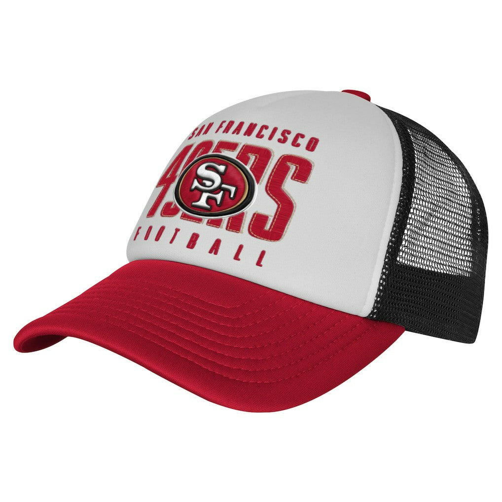 San Francisco 49ers Youth Essentials Trucker Adjustable Hat - White/Scarlet Hats