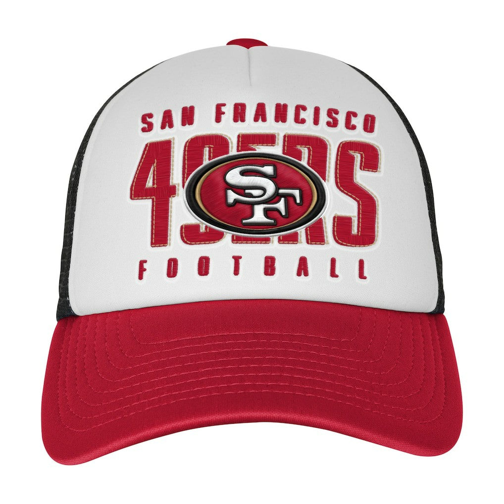 San Francisco 49ers Youth Essentials Trucker Adjustable Hat - White/Scarlet Hats