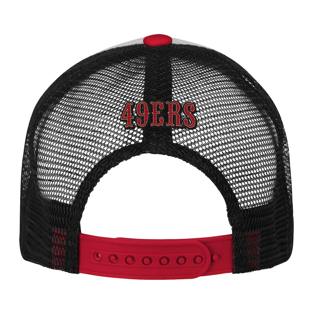 San Francisco 49ers Youth Essentials Trucker Adjustable Hat - White/Scarlet Hats