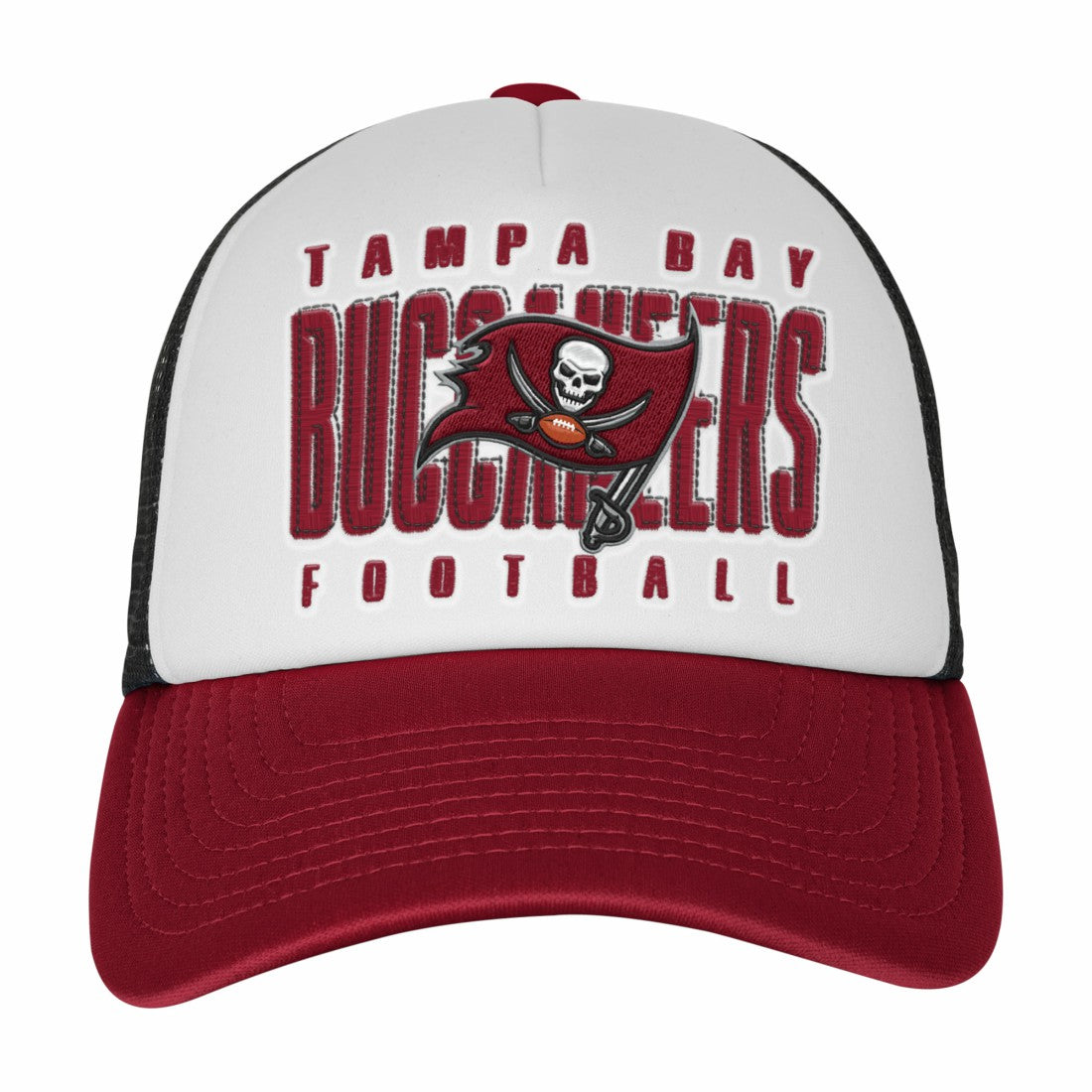 Tampa Bay Buccaneers Youth Essentials Trucker Adjustable Hat - White/Red Hats
