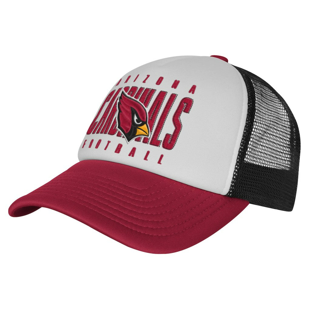 Arizona Cardinals Youth Essentials Trucker Adjustable Hat - White/Cardinal Hats