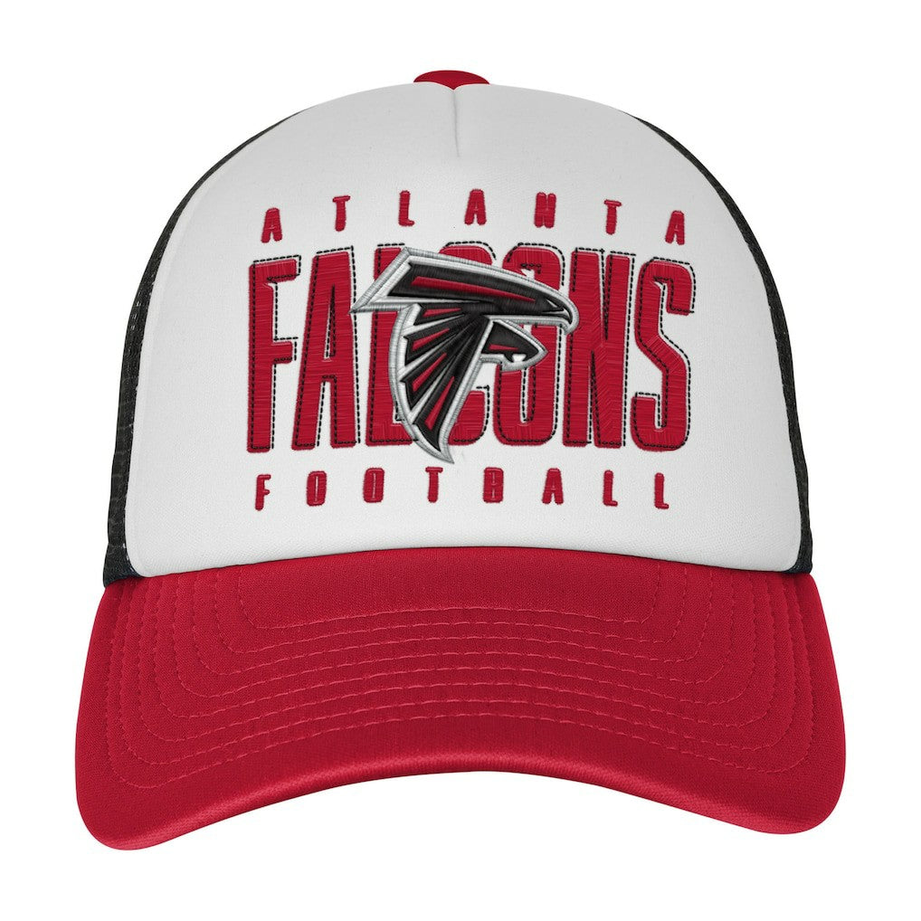 Atlanta Falcons Youth Essentials Trucker Adjustable Hat - White/Red Hats