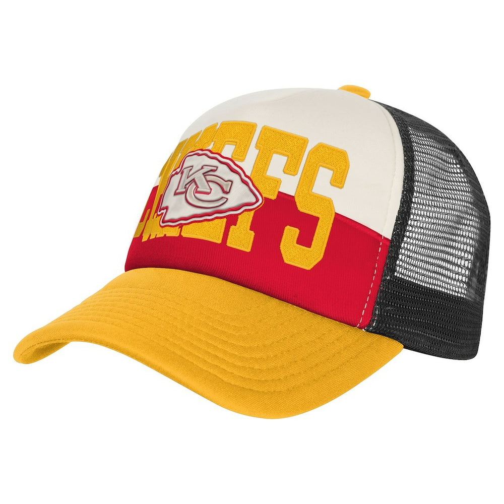Kansas City Chiefs Youth Modern Fan Trucker Adjustable Hat - White/Gold Hats