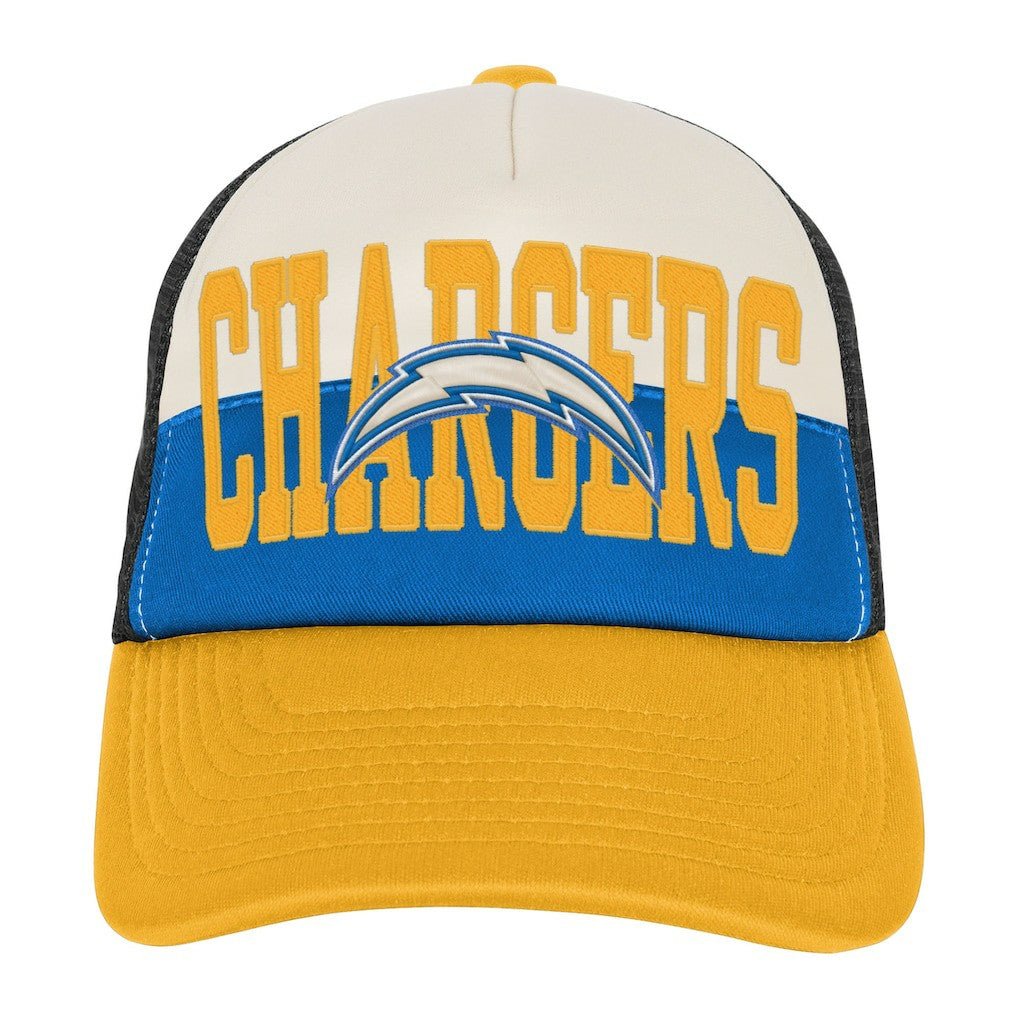 Los Angeles Chargers Youth Modern Fan Trucker Adjustable Hat - White/Gold Hats