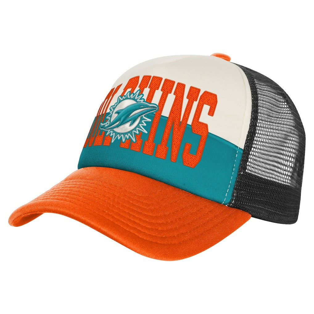 Miami Dolphins Youth Modern Fan Trucker Adjustable Hat - White/Orange Hats