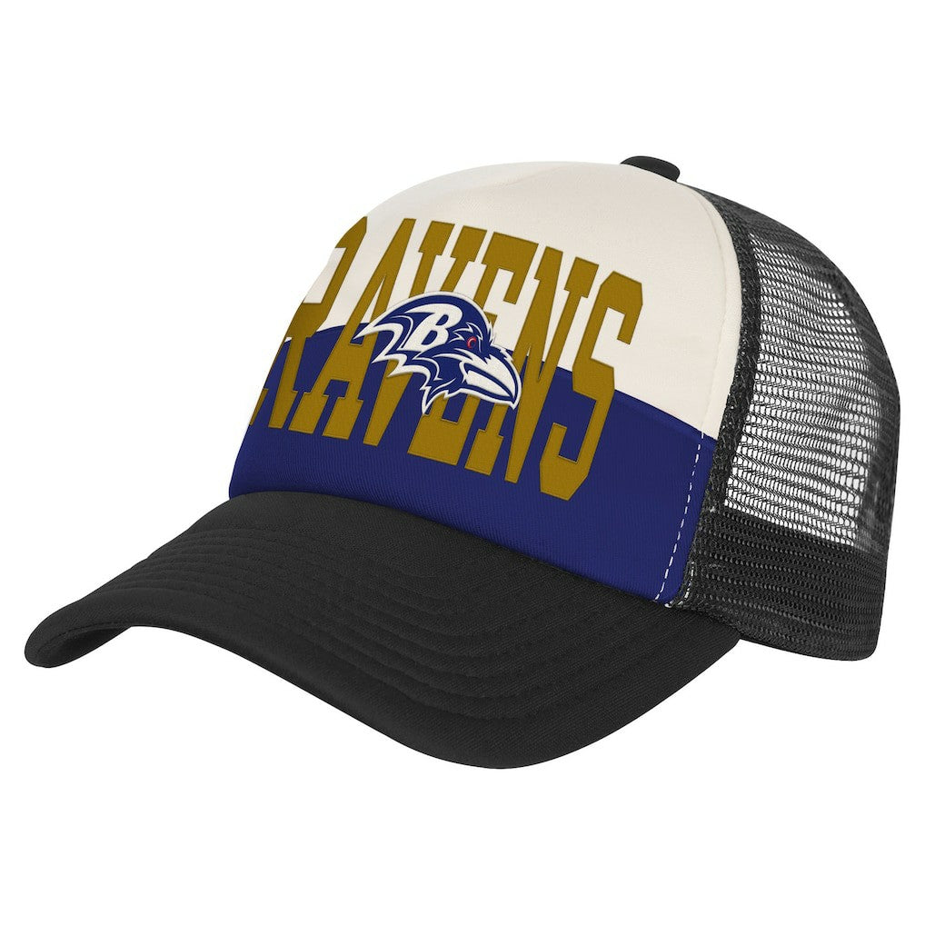 Baltimore Ravens Youth Modern Fan Trucker Adjustable Hat - White/Black Hats