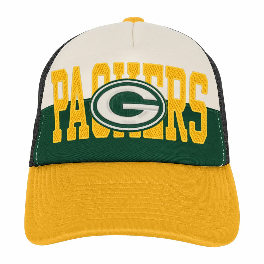 Green Bay Packers Youth Modern Fan Trucker Adjustable Hat - White/Gold Hats
