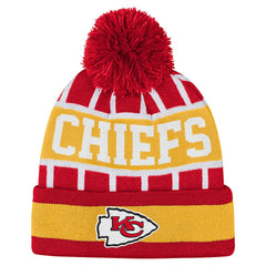 Kansas City Chiefs Outerstuff Youth Go Fast Cuffed Knit Hat with Pom - Red Hats