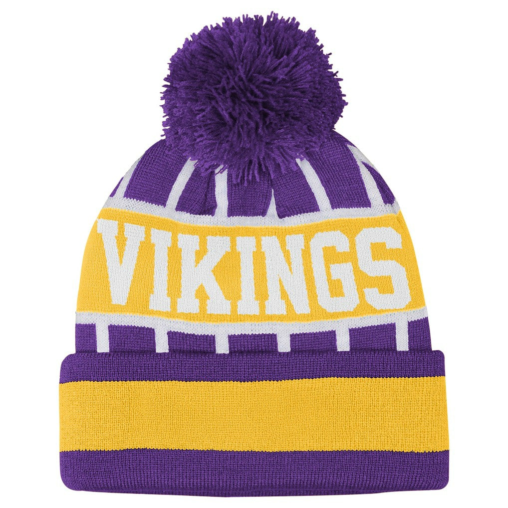 Minnesota Vikings Outerstuff Youth Go Fast Cuffed Knit Hat with Pom - Purple Hats
