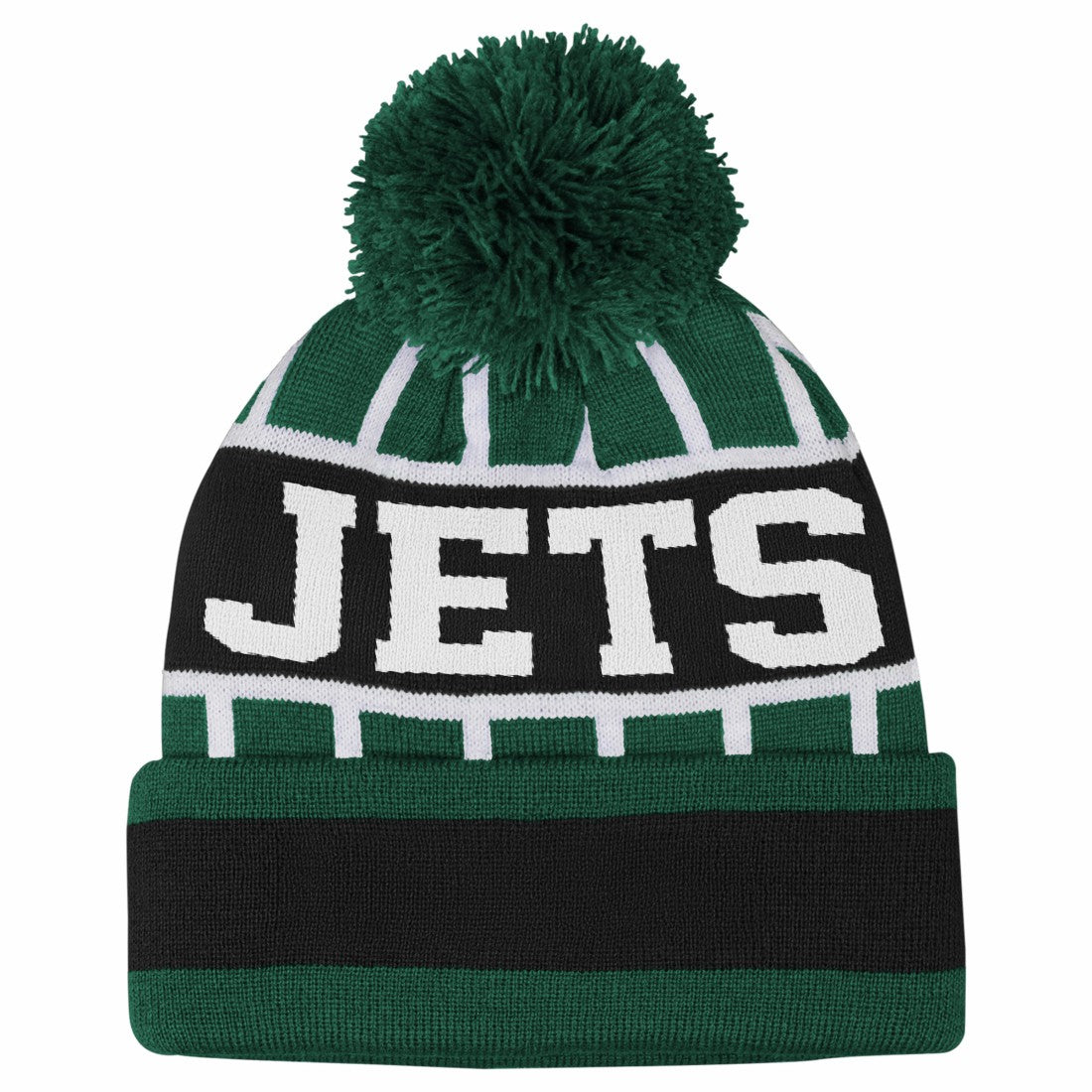 New York Jets Outerstuff Youth Go Fast Cuffed Knit Hat with Pom - Green Hats