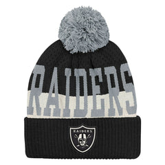 Las Vegas Raiders Outerstuff Youth Modern Fan Cuffed Knit Hat with Pom - Black Hats