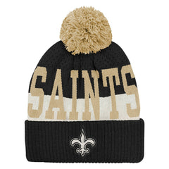 New Orleans Saints Outerstuff Youth Modern Fan Cuffed Knit Hat with Pom - Black Hats