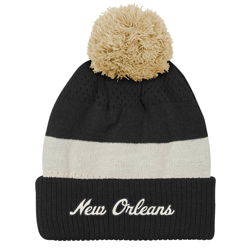New Orleans Saints Outerstuff Youth Modern Fan Cuffed Knit Hat with Pom - Black Hats