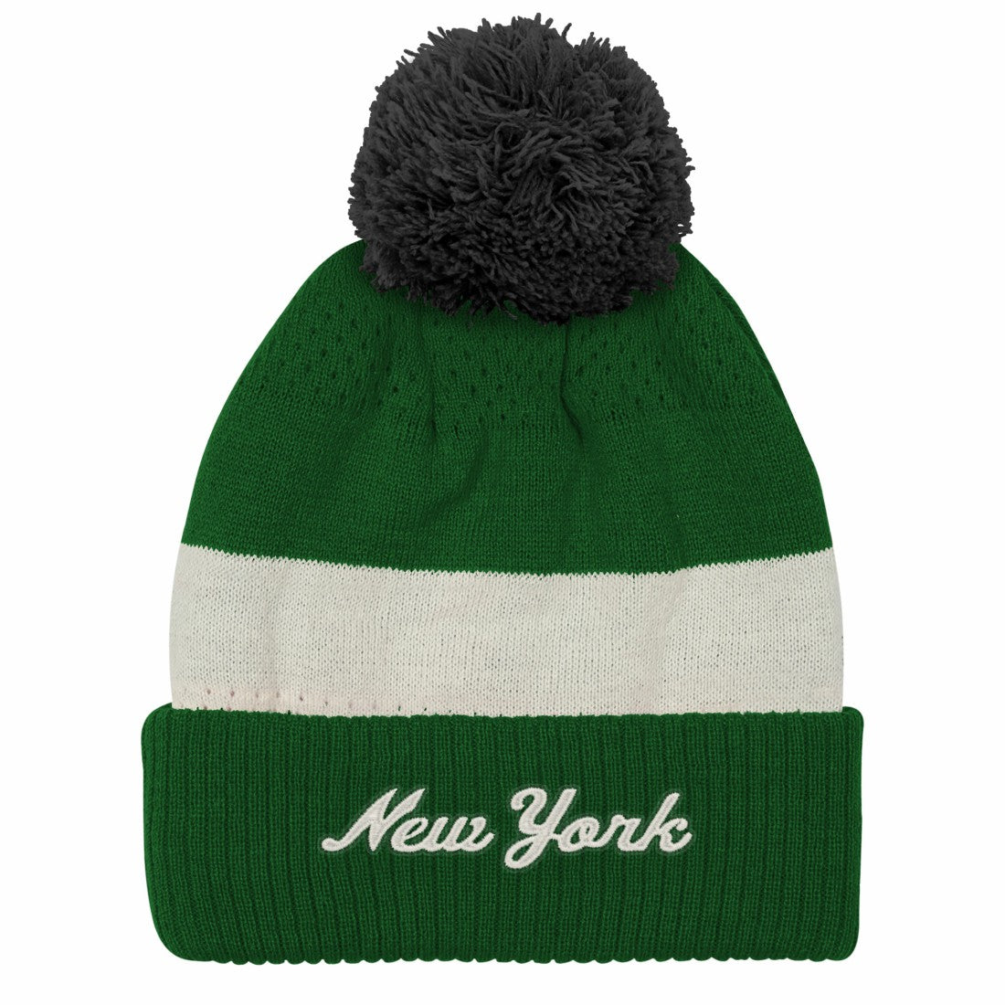 New York Jets Outerstuff Youth Modern Fan Cuffed Knit Hat with Pom - Green Hats