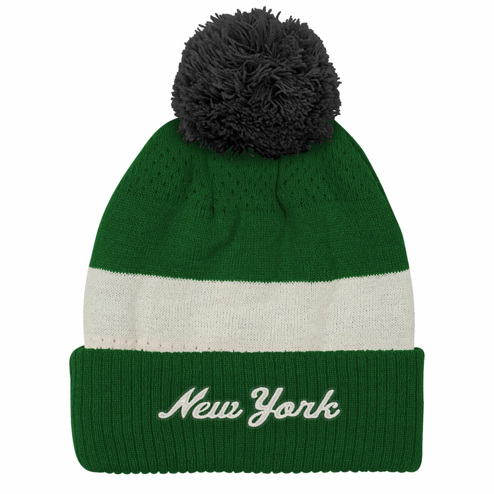 New York Jets Outerstuff Youth Modern Fan Cuffed Knit Hat with Pom - Green Hats
