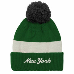 New York Jets Outerstuff Youth Modern Fan Cuffed Knit Hat with Pom - Green Hats