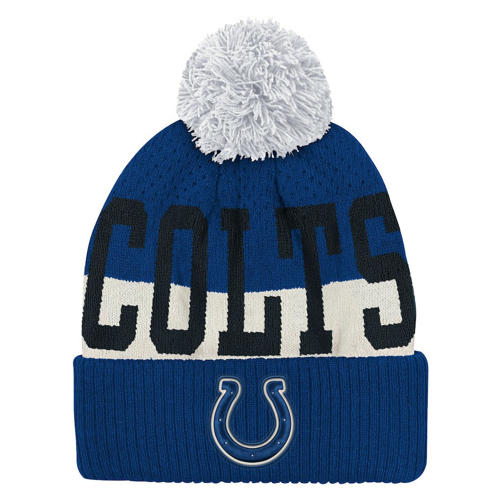 Indianapolis Colts Outerstuff Youth Modern Fan Cuffed Knit Hat with Pom - Royal Hats