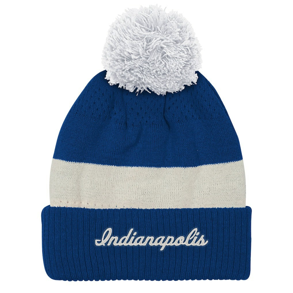 Indianapolis Colts Outerstuff Youth Modern Fan Cuffed Knit Hat with Pom - Royal Hats