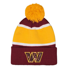 Washington Commanders Outerstuff Girls Let's Play Cuffed Knit Hat with Pom - Burgundy Hats