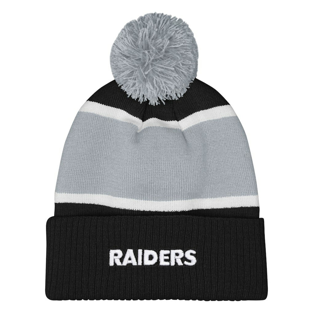 Las Vegas Raiders Outerstuff Girls Let's Play Cuffed Knit Hat with Pom - Black Hats