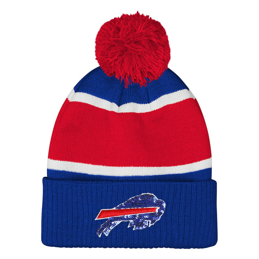 Buffalo Bills Outerstuff Girls Let's Play Cuffed Knit Hat with Pom - Royal Hats