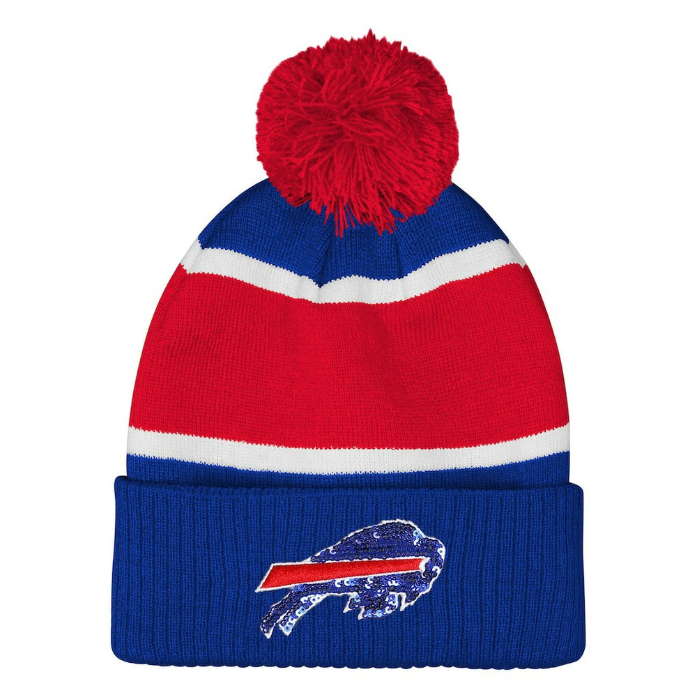 Buffalo Bills Outerstuff Girls Let's Play Cuffed Knit Hat with Pom - Royal Hats