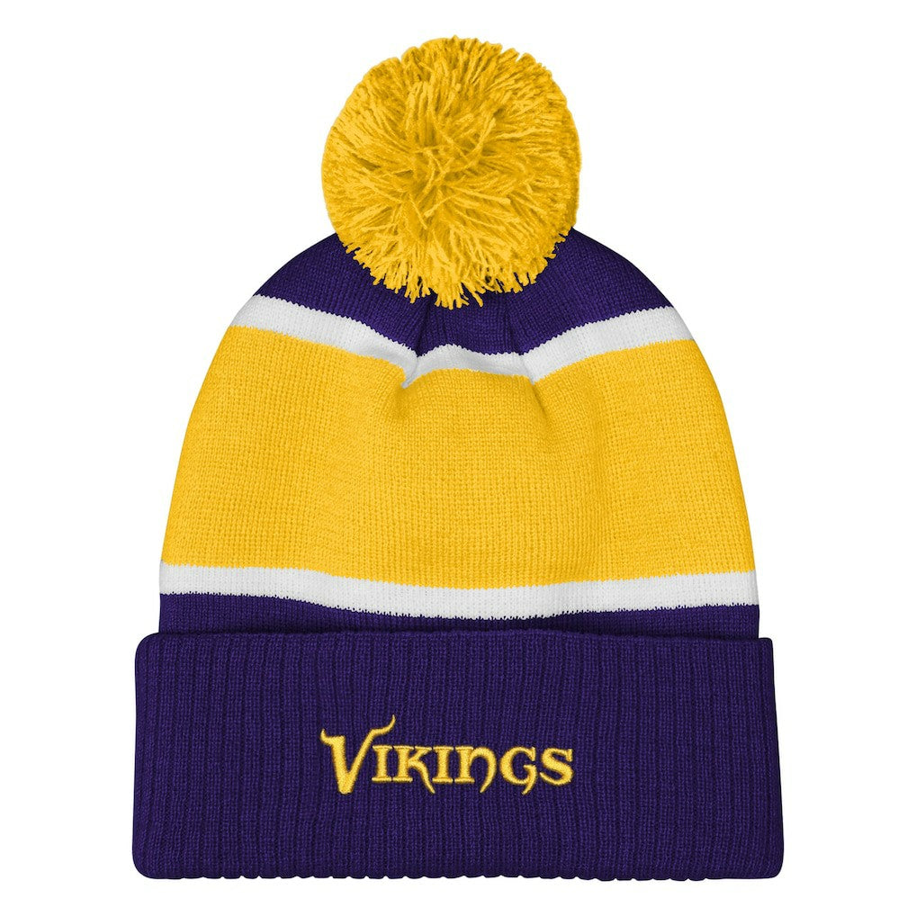 Minnesota Vikings Outerstuff Girls Let's Play Cuffed Knit Hat with Pom - Purple Hats