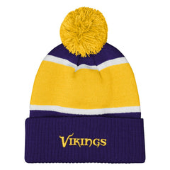 Minnesota Vikings Outerstuff Girls Let's Play Cuffed Knit Hat with Pom - Purple Hats