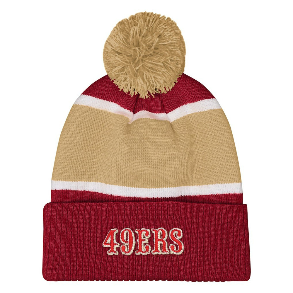 San Francisco 49ers Outerstuff Girls Let's Play Cuffed Knit Hat with Pom - Scarlet Hats