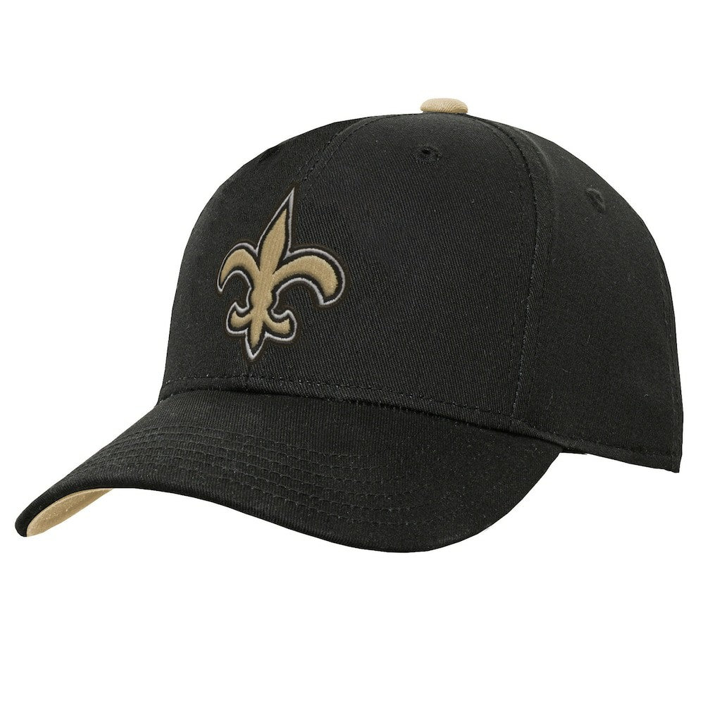 New Orleans Saints Outerstuff Youth Team Pre-Curved Adjustable Hat - Black Hats