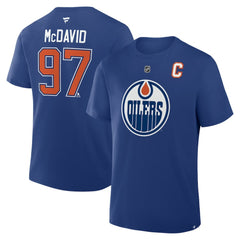 Connor McDavid Edmonton Oilers Fanatics Authentic Stack Name & Number T-Shirt - Royal | US 202539689