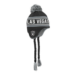 Las Vegas Raiders Outerstuff Youth Jacquard Tassel Knit Hat with Pom - Black Hats