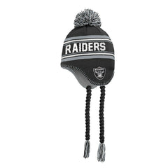 Las Vegas Raiders Outerstuff Youth Jacquard Tassel Knit Hat with Pom - Black Hats
